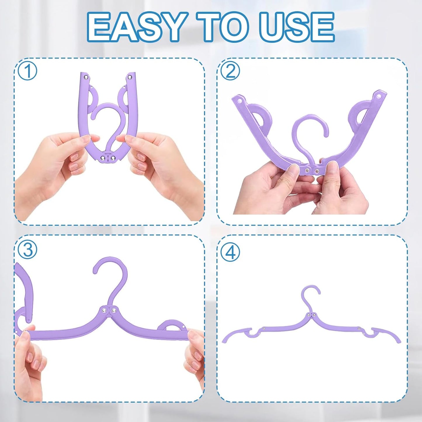 10-Pack Portable Foldable Plastic Travel Hangers - Compact Clothes Drying Rack for On-the-Go Use