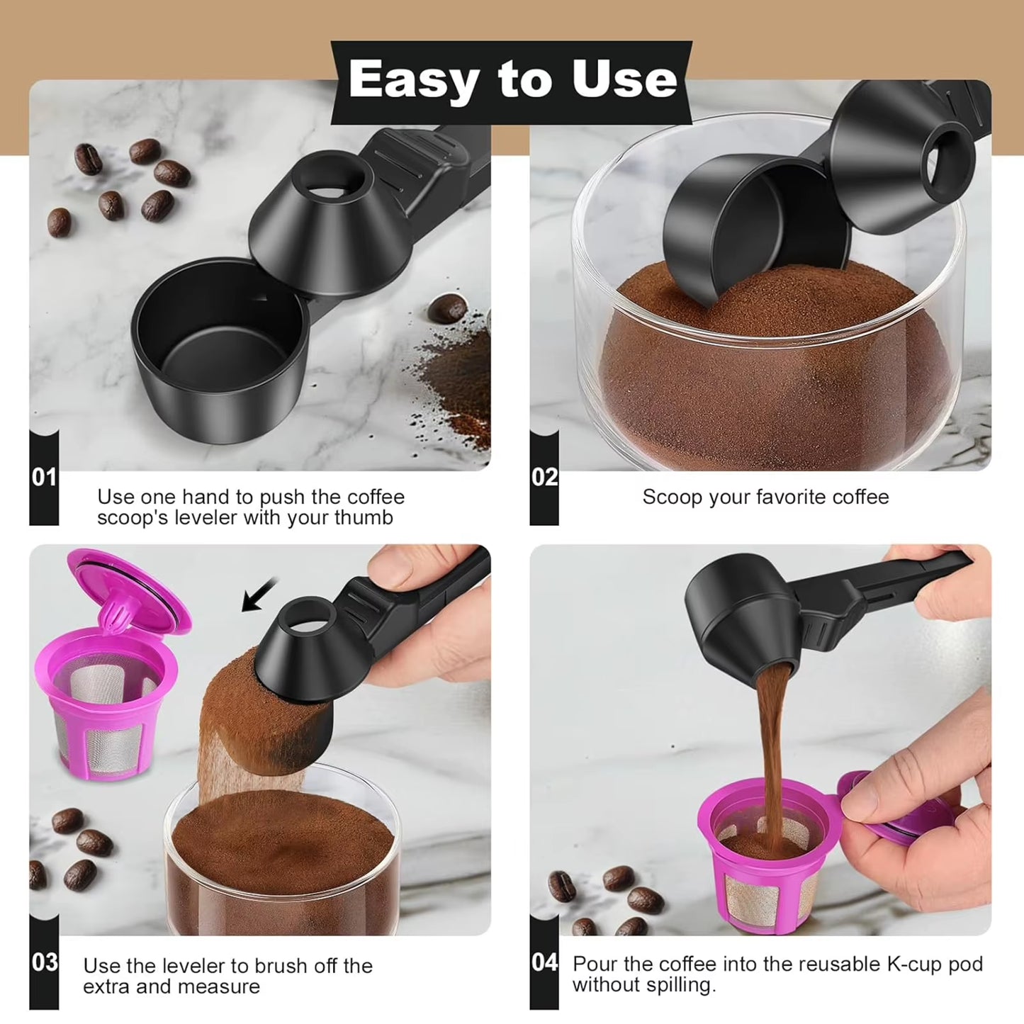 Creative Sliding Leakproof Coffee Scoop Protein Powder Measuring Spoon with Hanging Hole for Kitchen Bar Gym Travel