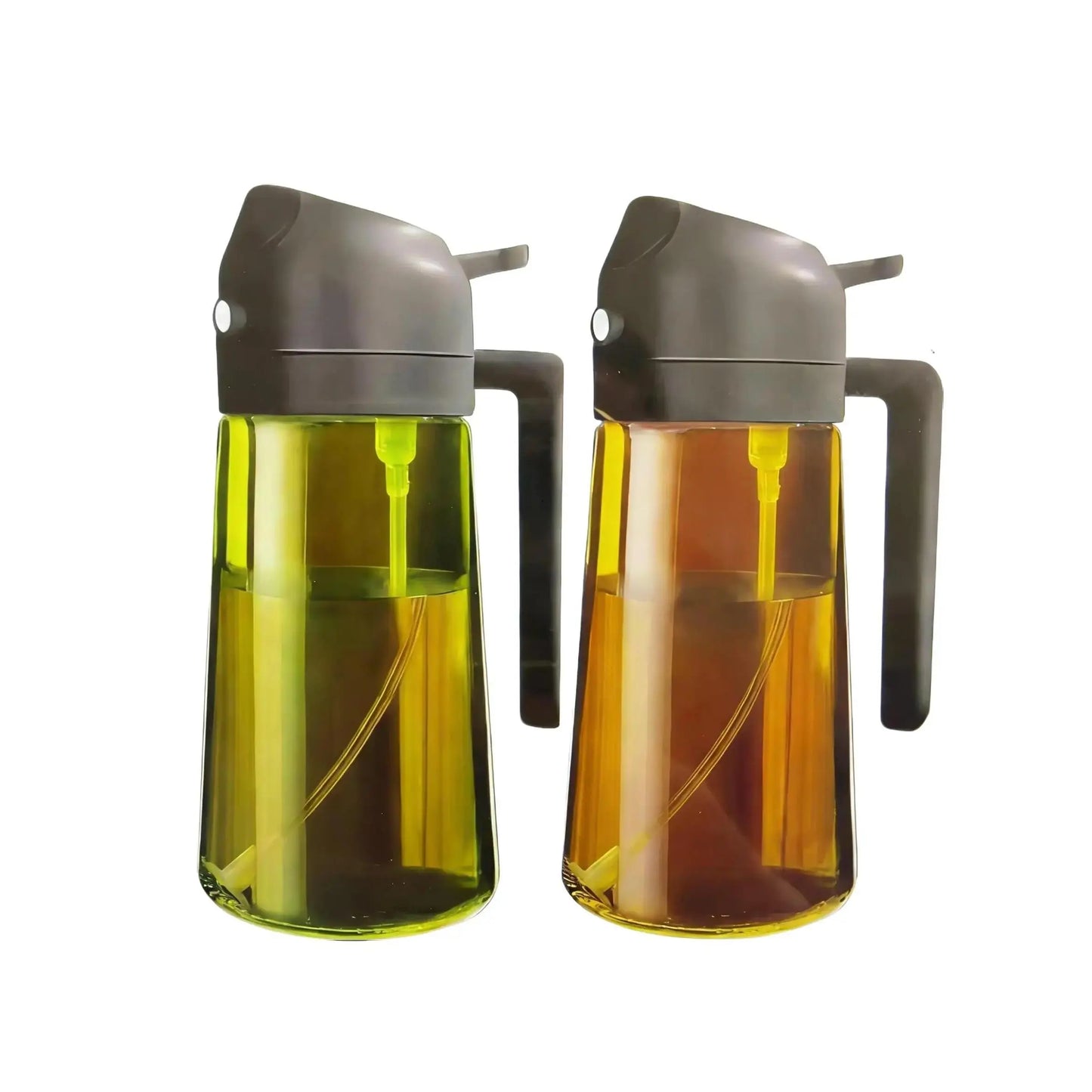 2 Count 16Oz/470Ml Glass Olive Oil Spray for Cooking, 2 in 1 Oil Dispenser for Kitchen Spray and Pour, Premium Light-Blocking Oil Bottle, Food-Grade Spray Bottle, for Salad, Air Fryer