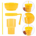 1000Ml Portable Snack Container Multifunction Stadium Tumbler Popcorn Beverage Cup with Straw & Handle for Cinema Home Travel