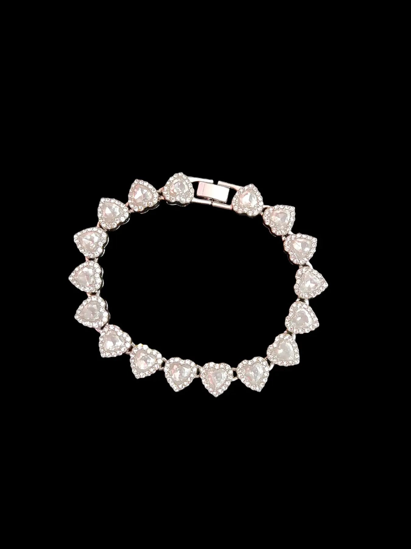 2 Pieces/Set 10Mm Love Heart Shape Chain Necklace and Bracelet for Men or Women, Hip Hop Iced Out Bling Bling Fashionable Jewelry Set