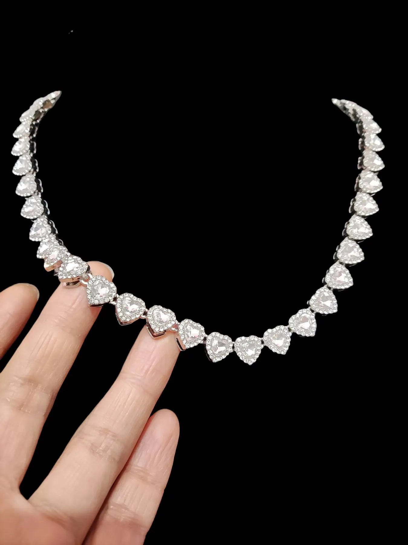 2 Pieces/Set 10Mm Love Heart Shape Chain Necklace and Bracelet for Men or Women, Hip Hop Iced Out Bling Bling Fashionable Jewelry Set