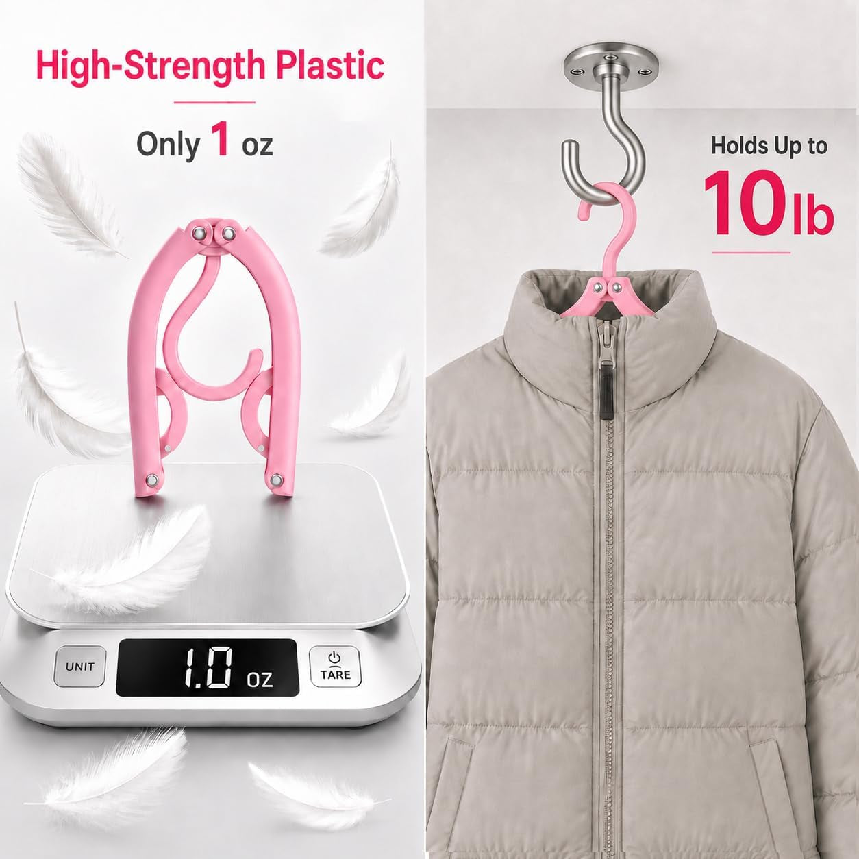 10-Pack Portable Foldable Plastic Travel Hangers - Compact Clothes Drying Rack for On-the-Go Use