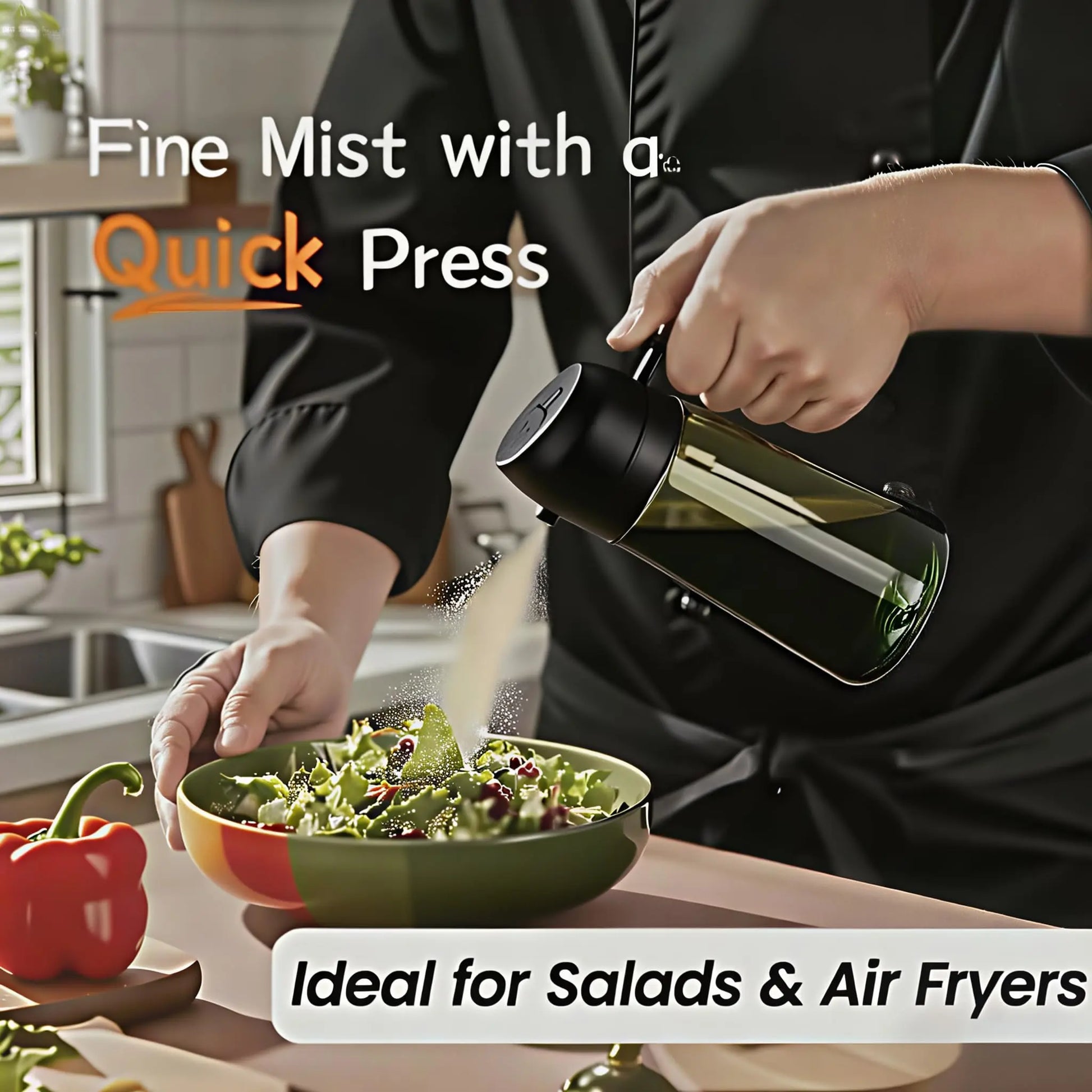2 Count 16Oz/470Ml Glass Olive Oil Spray for Cooking, 2 in 1 Oil Dispenser for Kitchen Spray and Pour, Premium Light-Blocking Oil Bottle, Food-Grade Spray Bottle, for Salad, Air Fryer