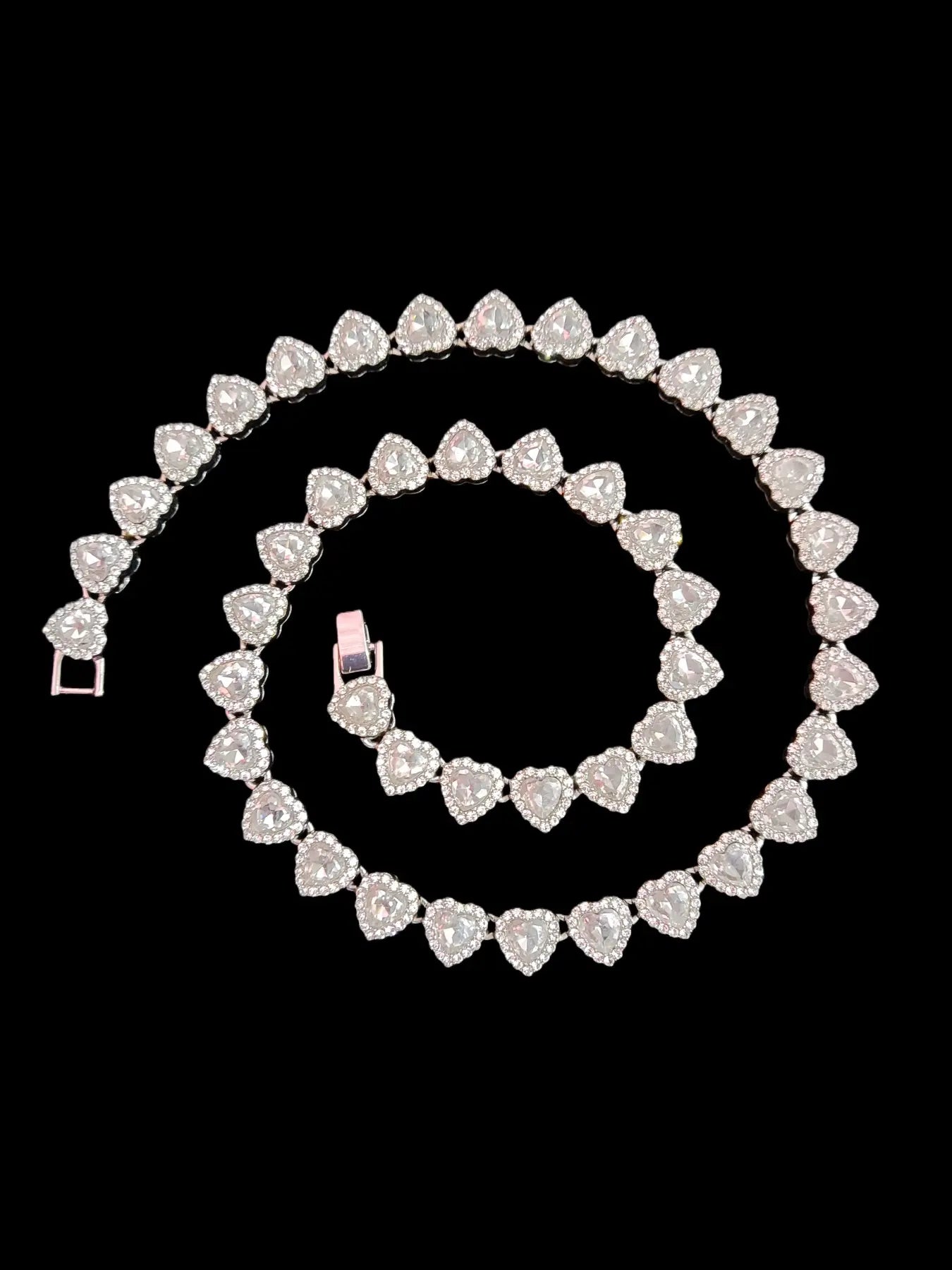 2 Pieces/Set 10Mm Love Heart Shape Chain Necklace and Bracelet for Men or Women, Hip Hop Iced Out Bling Bling Fashionable Jewelry Set