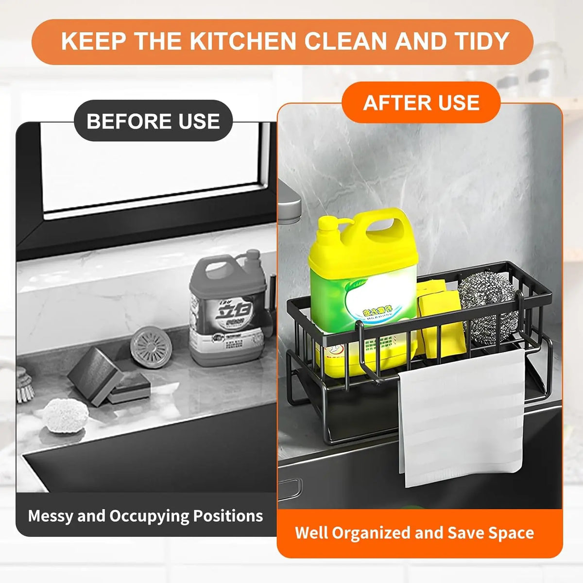 Stainless Steel Kitchen Sink Organizer Rack with Utensil Holder