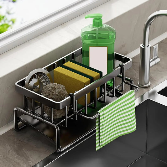 Stainless Steel Kitchen Sink Organizer Rack with Utensil Holder