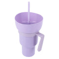 1000Ml Portable Snack Container Multifunction Stadium Tumbler Popcorn Beverage Cup with Straw & Handle for Cinema Home Travel